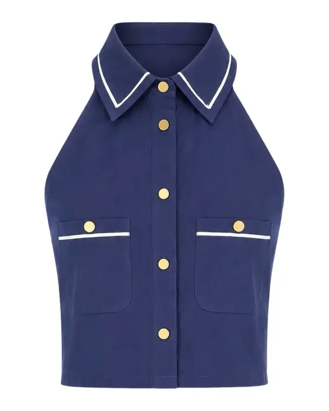 Yumi Button-Front Crop Top