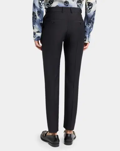 Alexander McQueen Men's Waist-Tab Straight Fit Flat-Front Trousers | Thumbnail 2 Alexander McQueen Men's Waist-Tab Straight Fit Flat-Front Trousers | Thumbnail 2