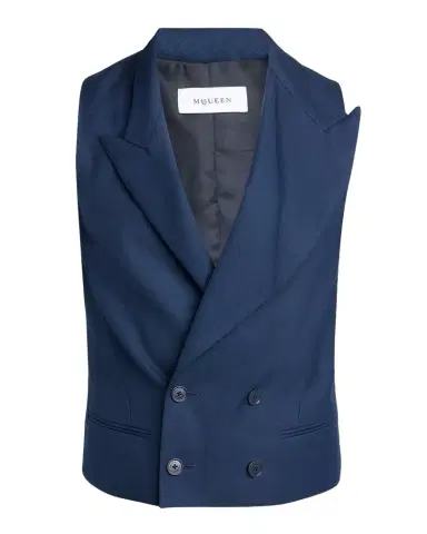 Alexander McQueen Men's Wool Peak Lapel Double-Breasted Waistcoat | Thumbnail 1