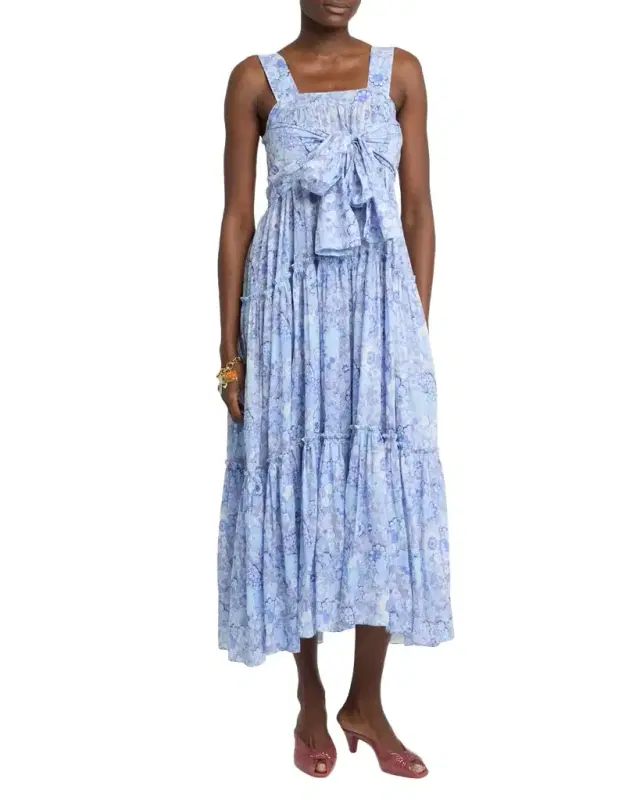 Chloe Painted Flowers Cotton Maxi Dress