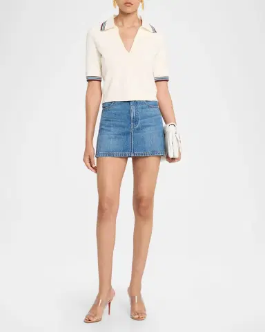 Veronica Beard Quinelle Cropped Knit Polo Top | Thumbnail 2 Veronica Beard Quinelle Cropped Knit Polo Top | Thumbnail 2
