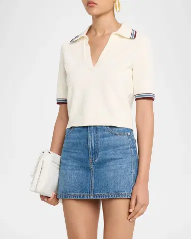 Veronica Beard Quinelle Cropped Knit Polo Top | Thumbnail 4 Veronica Beard Quinelle Cropped Knit Polo Top | Thumbnail 4