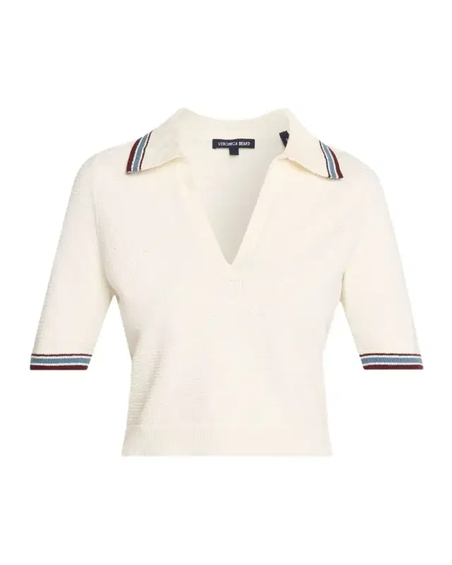 Quinelle Cropped Knit Polo Top