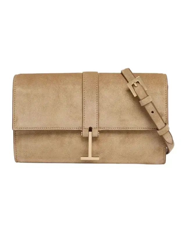 TOM FORD Suede Hanging T Crossbody Wallet