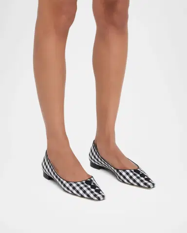 Manolo Blahnik Alexa Gingham Cotton Ballerina Flats | Thumbnail 2 Manolo Blahnik Alexa Gingham Cotton Ballerina Flats | Thumbnail 2
