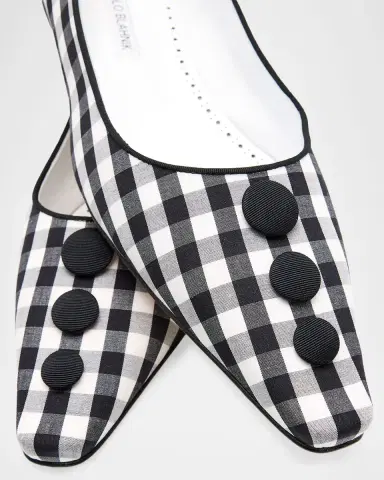 Manolo Blahnik Alexa Gingham Cotton Ballerina Flats | Thumbnail 5 Manolo Blahnik Alexa Gingham Cotton Ballerina Flats | Thumbnail 5