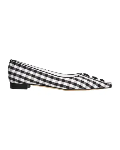 Manolo Blahnik Alexa Gingham Cotton Ballerina Flats | Thumbnail 1 Manolo Blahnik Alexa Gingham Cotton Ballerina Flats | Thumbnail 1