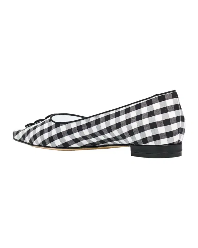 Manolo Blahnik Alexa Gingham Cotton Ballerina Flats