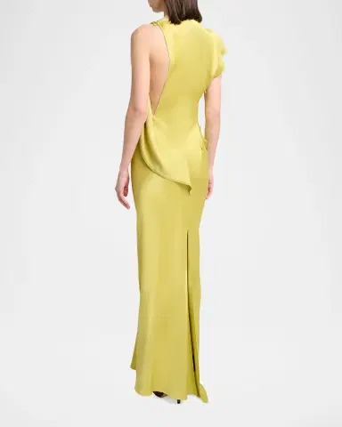 Victoria Beckham Sleeveless Draped Satin Gown | Thumbnail 2 Victoria Beckham Sleeveless Draped Satin Gown | Thumbnail 2