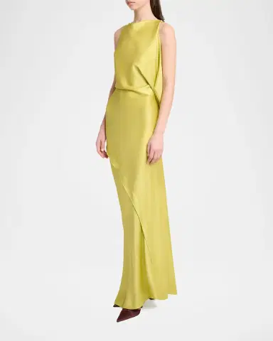 Victoria Beckham Sleeveless Draped Satin Gown | Thumbnail 3 Victoria Beckham Sleeveless Draped Satin Gown | Thumbnail 3