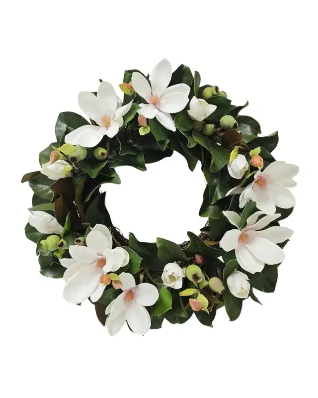 Winward Home Faux Tree Magnolia 24" Wreath