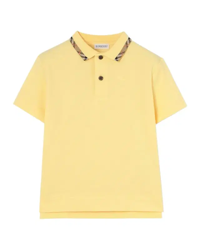 Burberry Boy 's Johane Check Collar Cotton Polo Shirt, Size -1