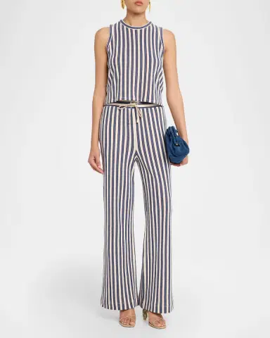 Veronica Beard Dravin Striped Crochet Top | Thumbnail 2