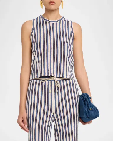 Veronica Beard Dravin Striped Crochet Top | Thumbnail 4