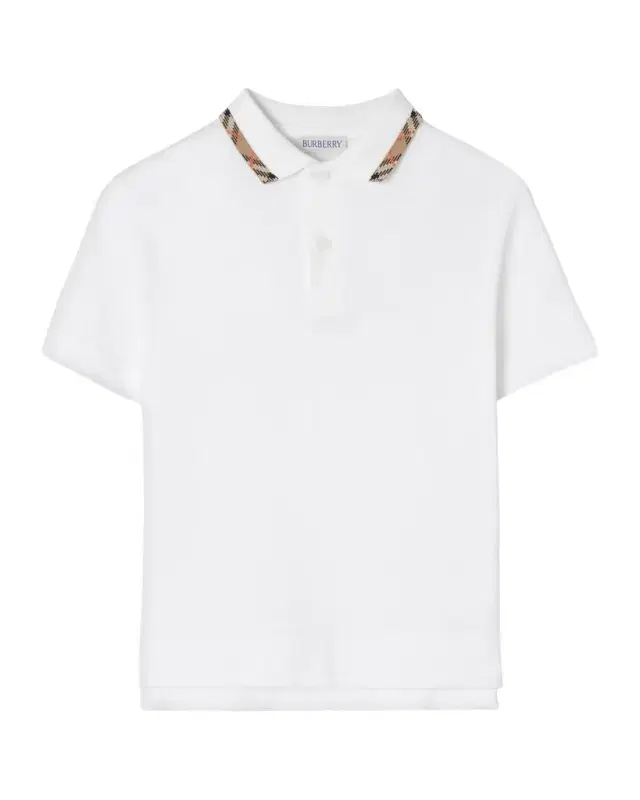 Burberry Boy 's Johane Check Collar Cotton Polo Shirt, Size 4-14