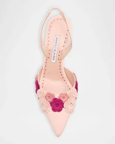 Manolo Blahnik 70mm Svemutasli Gala Floral Satin Slingback Pumps | Thumbnail 3 Manolo Blahnik 70mm Svemutasli Gala Floral Satin Slingback Pumps | Thumbnail 3