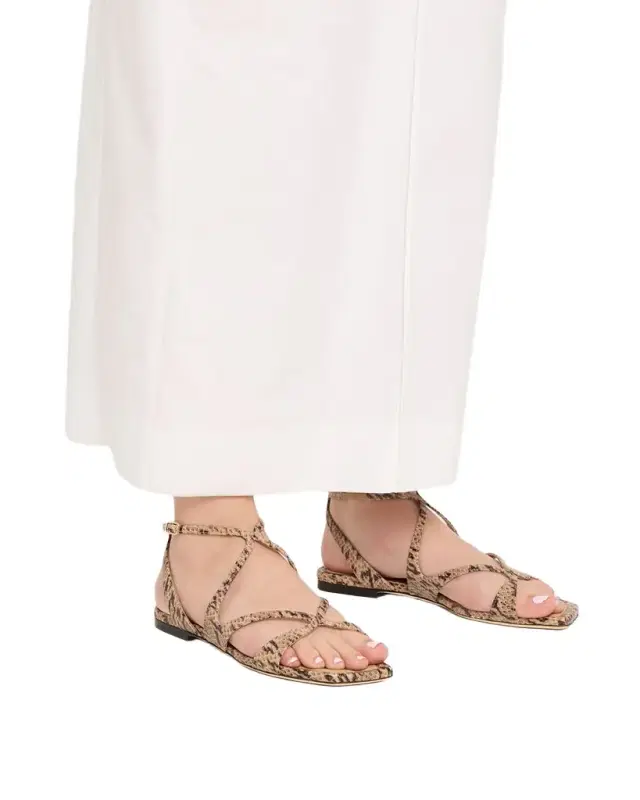 Jimmy Choo Ayla Snake-Print Leather Strappy Sandals