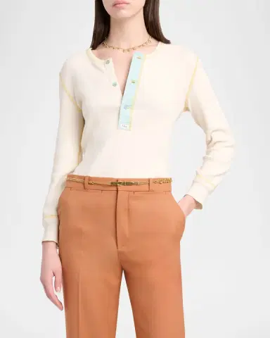 Chloé Ribbed Cotton Jersey Top | Thumbnail 3 Chloé Ribbed Cotton Jersey Top | Thumbnail 3
