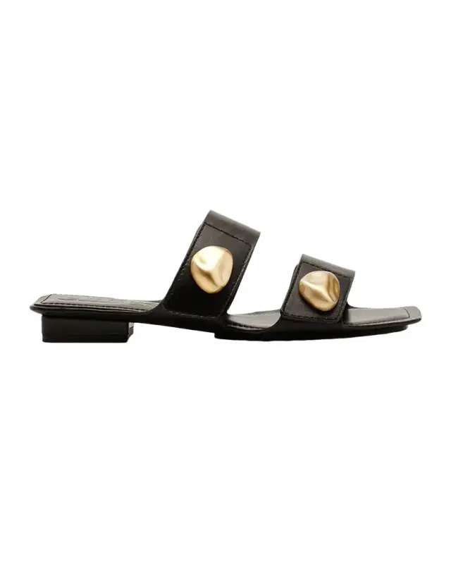 Cult Gaia Ezra Leather Flat Slide Sandals
