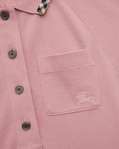 Burberry Girl's Romola Check Trim Cotton Polo Shirt, Size 4-14 | Thumbnail 3