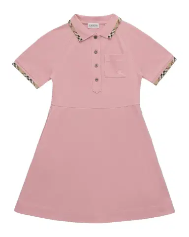 Burberry Girl's Romola Check Trim Cotton Polo Shirt, Size 4-14 | Thumbnail 1