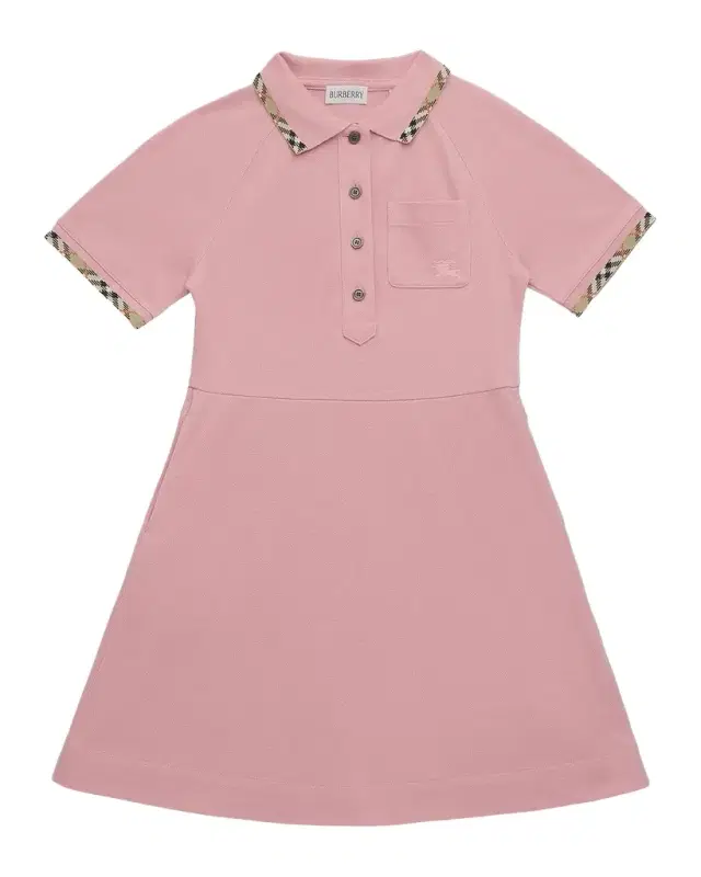Girl 's Romola Check Trim Cotton Polo Shirt, Size 6M-3