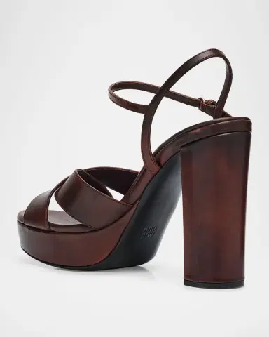 Miu Miu 110mm Leather Platform Sandals | Thumbnail 3