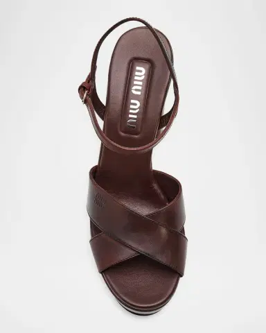 Miu Miu 110mm Leather Platform Sandals | Thumbnail 4