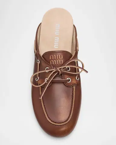 Miu Miu Leather Boat Mules | Thumbnail 4