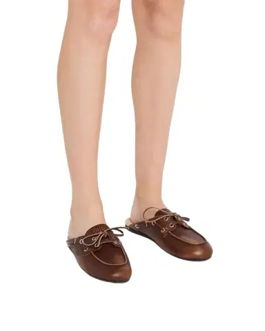 Miu Miu Leather Boat Mules | Thumbnail 1
