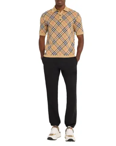 Burberry Men's Marlow Cotton Check Knit Polo Shirt | Thumbnail 1 Burberry Men's Marlow Cotton Check Knit Polo Shirt | Thumbnail 1
