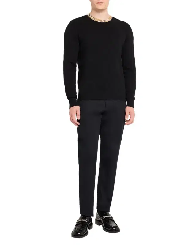 Burberry Men 's Michael Crewneck-Check Wool Knit Sweater