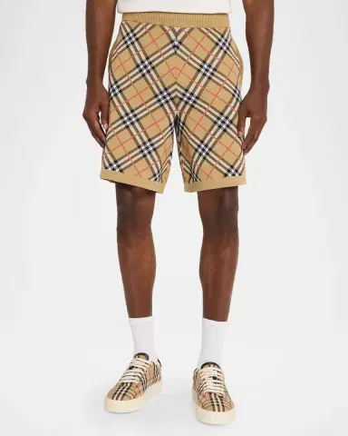 Burberry Men's Gawain Check Cotton-Blend Shorts | Thumbnail 3