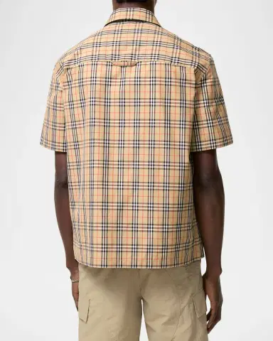 Burberry Men's Radmar Cotton Check Short-Sleeve Shirt | Thumbnail 2