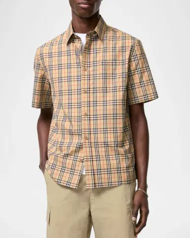 Burberry Men's Radmar Cotton Check Short-Sleeve Shirt | Thumbnail 3