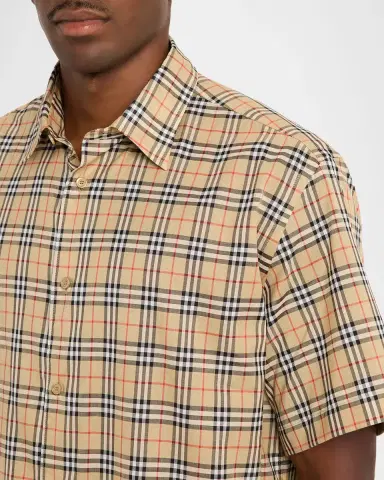 Burberry Men's Radmar Cotton Check Short-Sleeve Shirt | Thumbnail 4