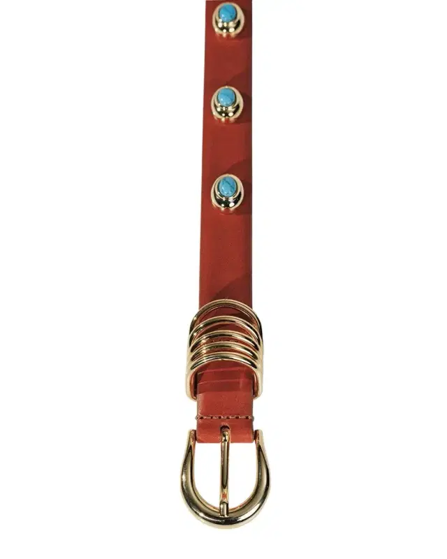 Dehanche Hollyhock Stone Tiger 's Eye & 24K Gold-Plated Leather Belt
