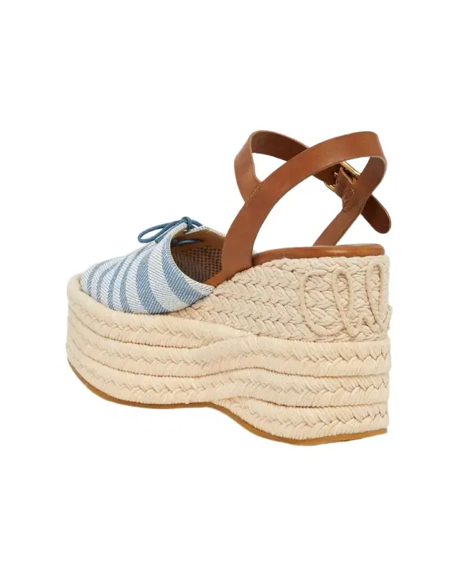 Chloe 100mm Isla Striped Espadrille Platform Sandals