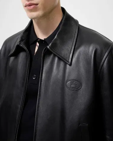Burberry Men's Bloomsbury EKD Full-Zip Leather Jacket | Thumbnail 3 Burberry Men's Bloomsbury EKD Full-Zip Leather Jacket | Thumbnail 3