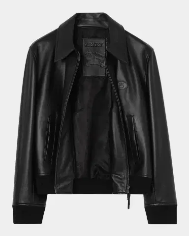 Burberry Men's Bloomsbury EKD Full-Zip Leather Jacket | Thumbnail 4 Burberry Men's Bloomsbury EKD Full-Zip Leather Jacket | Thumbnail 4