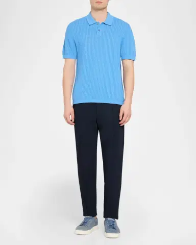 Theory Men's Cotton Cable Knit Polo Shirt | Thumbnail 2 Theory Men's Cotton Cable Knit Polo Shirt | Thumbnail 2
