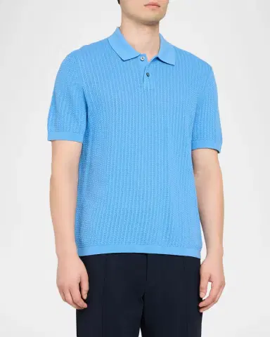 Theory Men's Cotton Cable Knit Polo Shirt | Thumbnail 4 Theory Men's Cotton Cable Knit Polo Shirt | Thumbnail 4