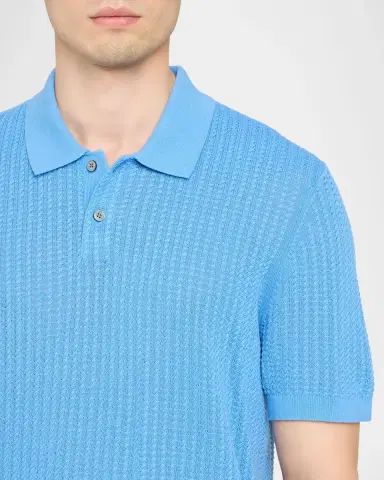 Theory Men's Cotton Cable Knit Polo Shirt | Thumbnail 5 Theory Men's Cotton Cable Knit Polo Shirt | Thumbnail 5