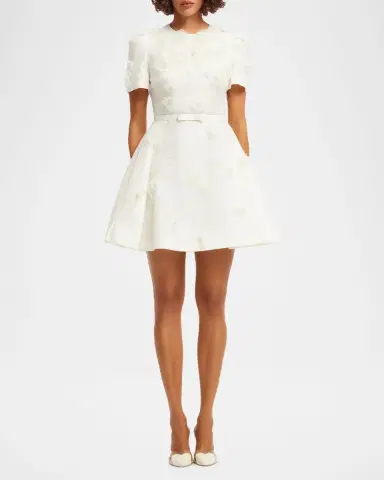 LEO LIN Elyse Petal Embroidered Belted Mini Dress | Thumbnail 2 LEO LIN Elyse Petal Embroidered Belted Mini Dress | Thumbnail 2