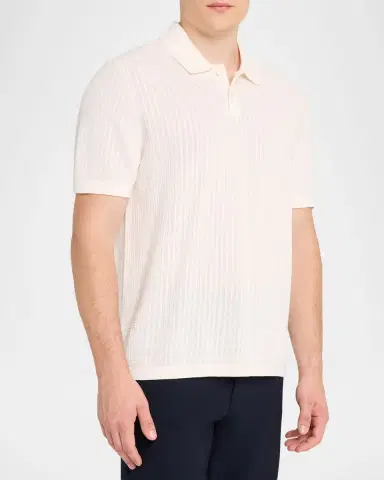 Theory Men's Cotton Cable Knit Polo Shirt | Thumbnail 4 Theory Men's Cotton Cable Knit Polo Shirt | Thumbnail 4