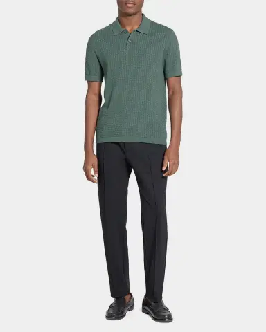 Theory Men's Cotton Cable Knit Polo Shirt | Thumbnail 2 Theory Men's Cotton Cable Knit Polo Shirt | Thumbnail 2