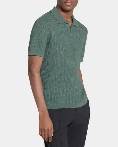 Theory Men's Cotton Cable Knit Polo Shirt | Thumbnail 6 Theory Men's Cotton Cable Knit Polo Shirt | Thumbnail 6