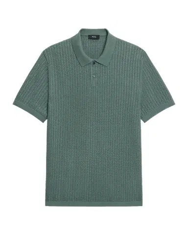 Theory Men's Cotton Cable Knit Polo Shirt | Thumbnail 1 Theory Men's Cotton Cable Knit Polo Shirt | Thumbnail 1