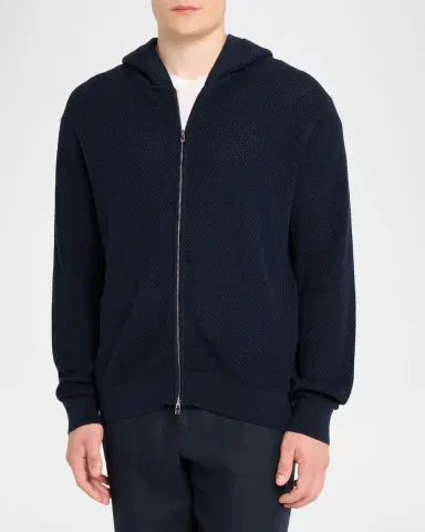 Theory Men's Mhylo Cotton Knit Full-Zip Hoodie | Thumbnail 4
