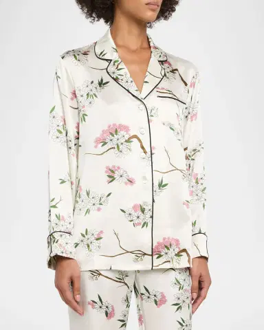 Olivia von Halle Lila Ana Blossom-Print Silk Satin Pajama Set | Thumbnail 4 Olivia von Halle Lila Ana Blossom-Print Silk Satin Pajama Set | Thumbnail 4
